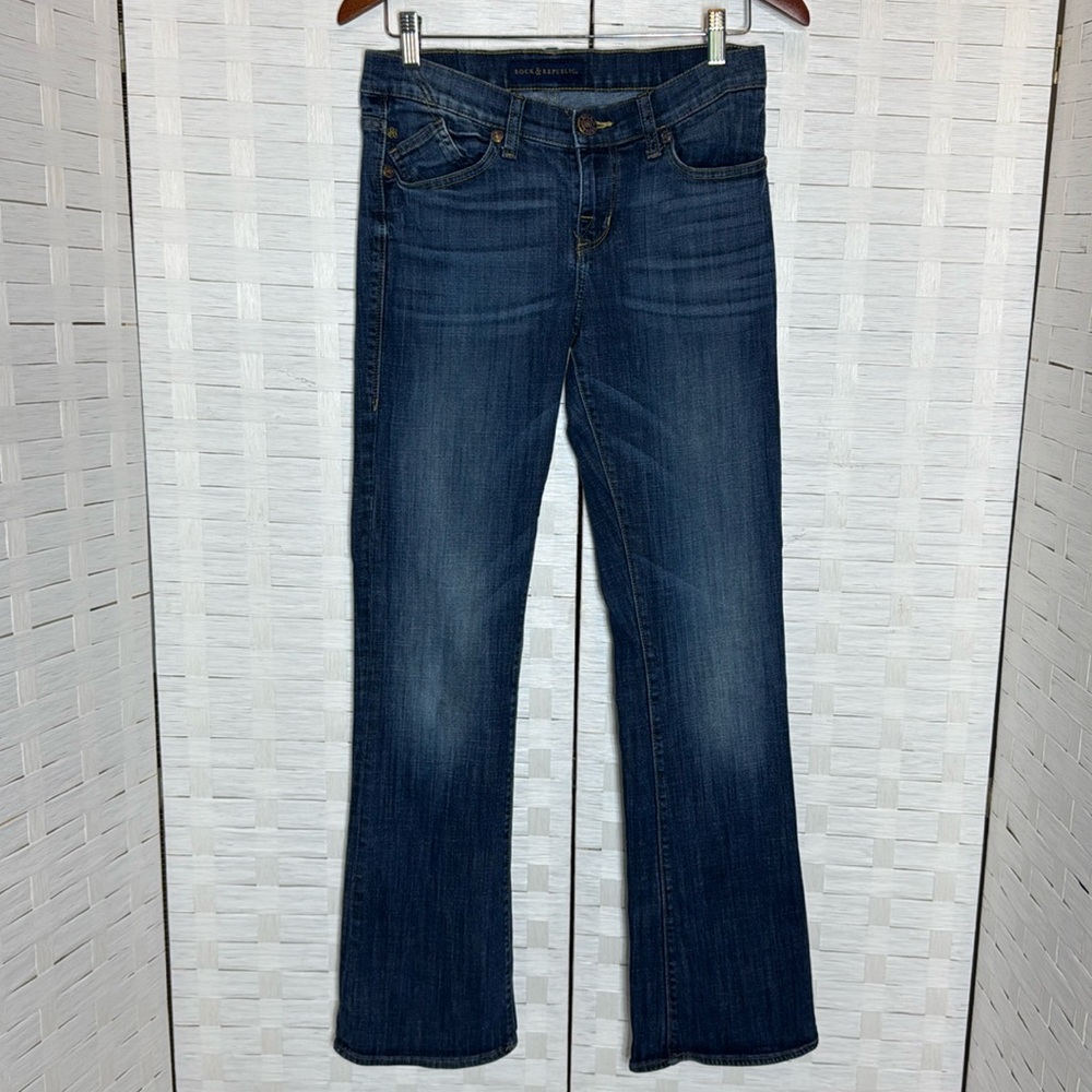 Rock & Republic Dark Wash Kasandra Bootcut Sequin Pockets Jeans Size‎ 8